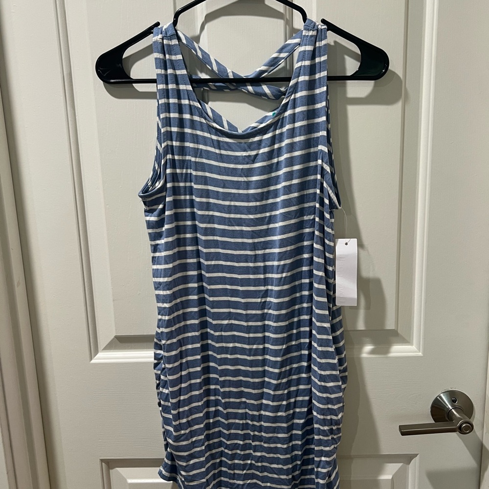 Maternity Loveappella Blue and White Striped Tank